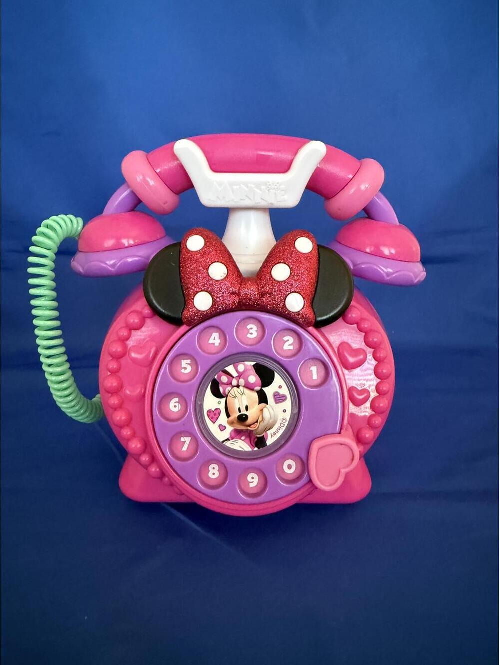 Disney Junior Minnie Mouse Ring Me Rotary Phone Pink Lights & Sounds Works!